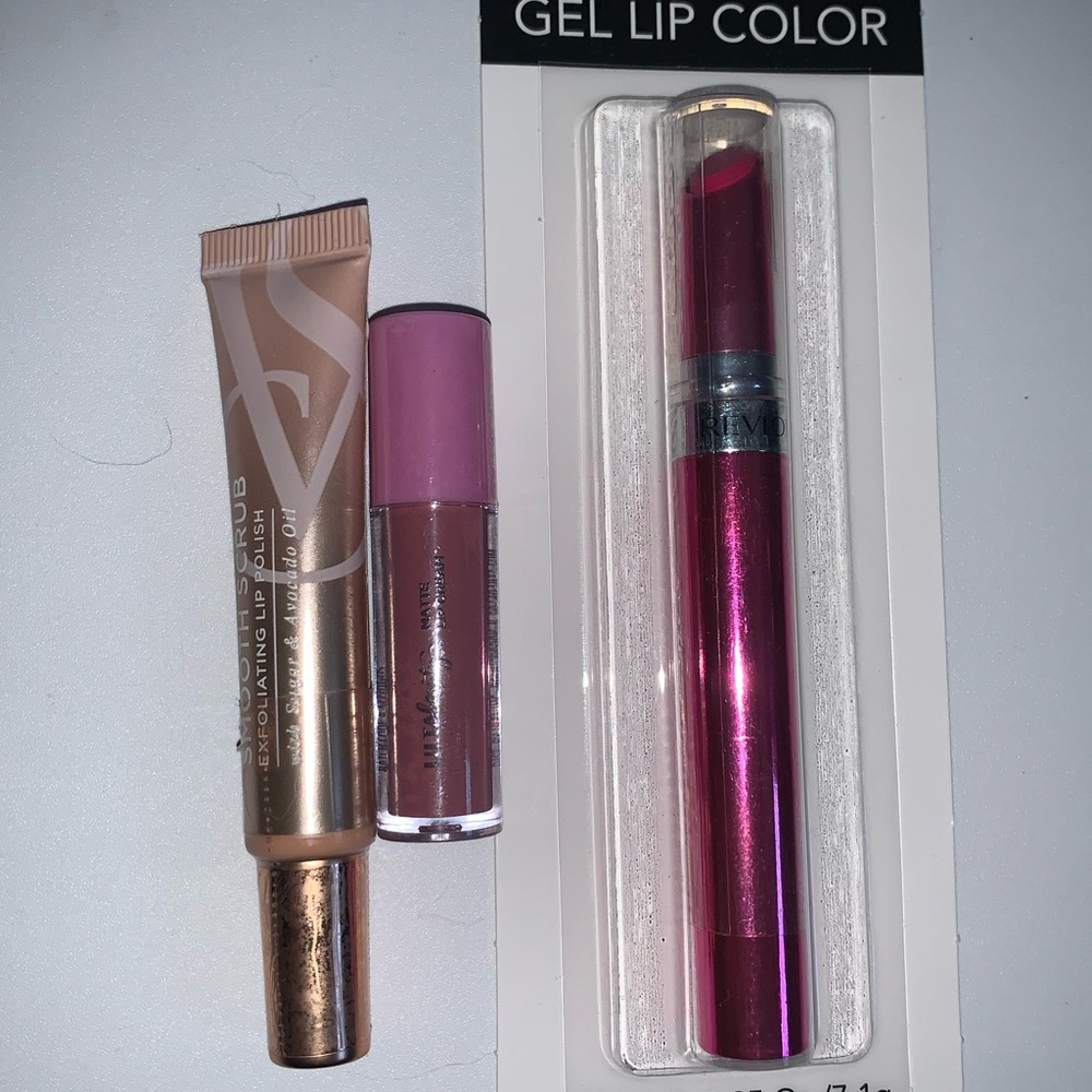 3 Pc Lip Lot: Victoria’s Secret Lip Scrub Exfoliating Lip Polish, Ulta & Revlon